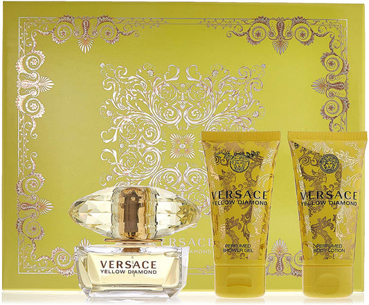 Versace Yellow Diamond Gift Set 50ml EDT - 50ml Shower Gel - 50ml Body Lotion - Peacock Bazaar