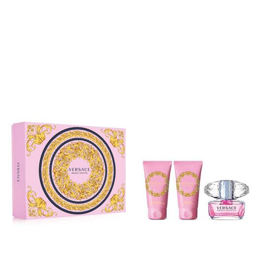 Versace Bright Crystal Gift Set 50ml EDT - 50ml Perfumed Body Lotion - 50ml  Perfumed bath & shower gel - Peacock Bazaar