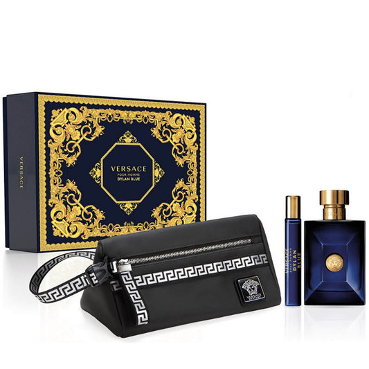 Versace Pour Homme Dylan Blue Gift Set 100ml EDT - 10ml EDT - Toiletry Bag - Peacock Bazaar