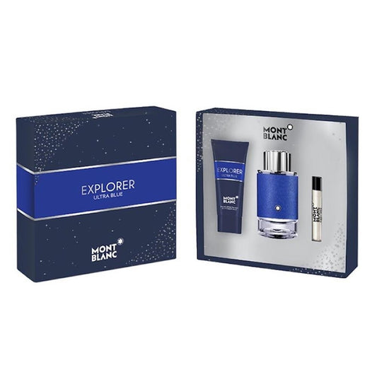 Mont Blanc Explorer Ultra Blue Gift Set 100ml EDP - 75g Deodorant Stick - 7.5ml EDP - Peacock Bazaar
