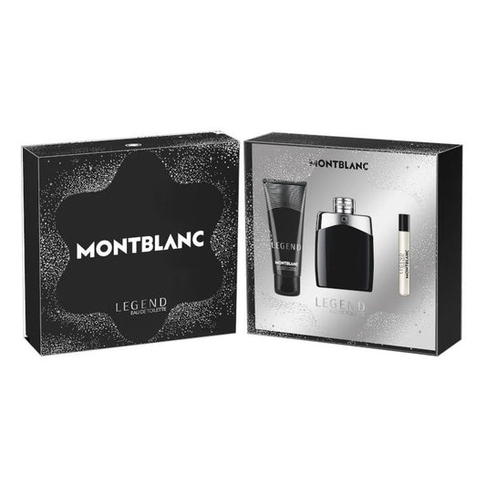 Mont Blanc Legend Gift Set 100ml EDT - 100ml Shower Gel - 7.5ml EDT - Peacock Bazaar