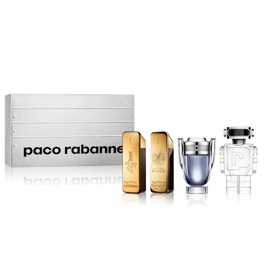 Paco Rabanne Miniatures For Him Gift Set 5ml 1 Million EDT - 5ml 1 Million Parfum EDP - 5ml Invictus EDT - 5ml Phantom EDT - Peacock Bazaar