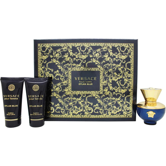 Versace Pour Femme Dylan Blue Gift Set 50ml EDP - 50ml Body Lotion - 50ml Shower Gel - Peacock Bazaar