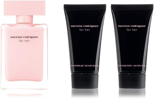 Narciso Rodriguez Narciso Rodriguez For Her Gift Set 50ml EDT - 50ml Body Lotion - 50ml Shower Gel - Peacock Bazaar