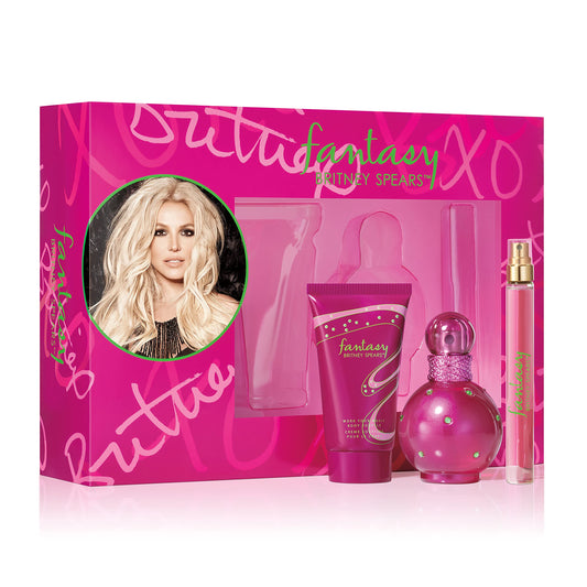 Britney Spears Fantasy Gift Set 30ml EDP Spray - 50ml Body Souffle - 10ml EDP Spray - Peacock Bazaar