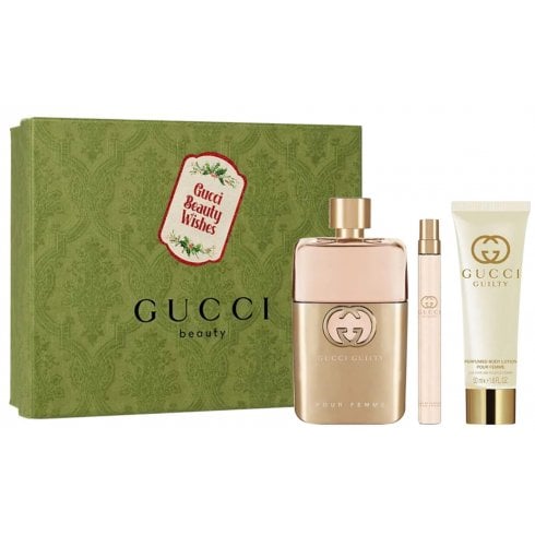 Gucci Guilty Pour Femme Gift Set 90ml EDP - 10ml EDP - 50ml Body Lotion - Peacock Bazaar