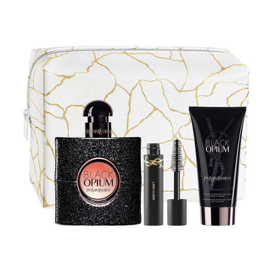Yves Saint Laurent Black Opium Gift Set 50ml EDP - 50ml Body Lotion - Mini Mascara - Toiletry Bag - Peacock Bazaar